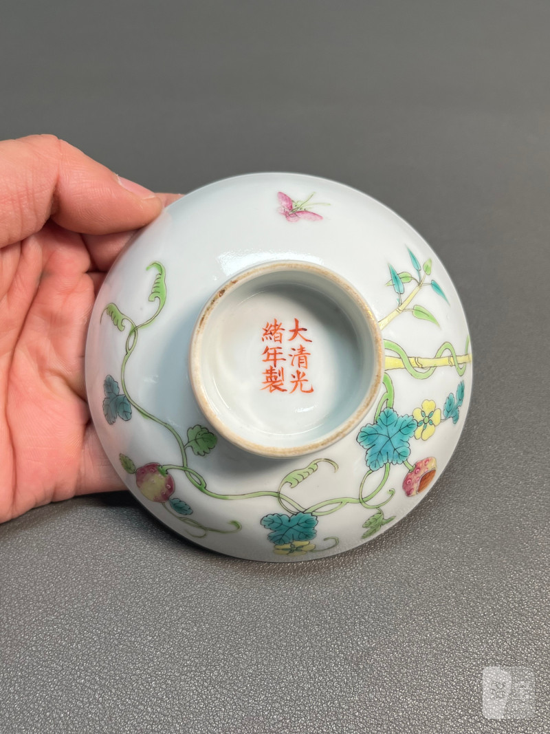 清光绪  粉彩癞瓜盖碗 - 图16